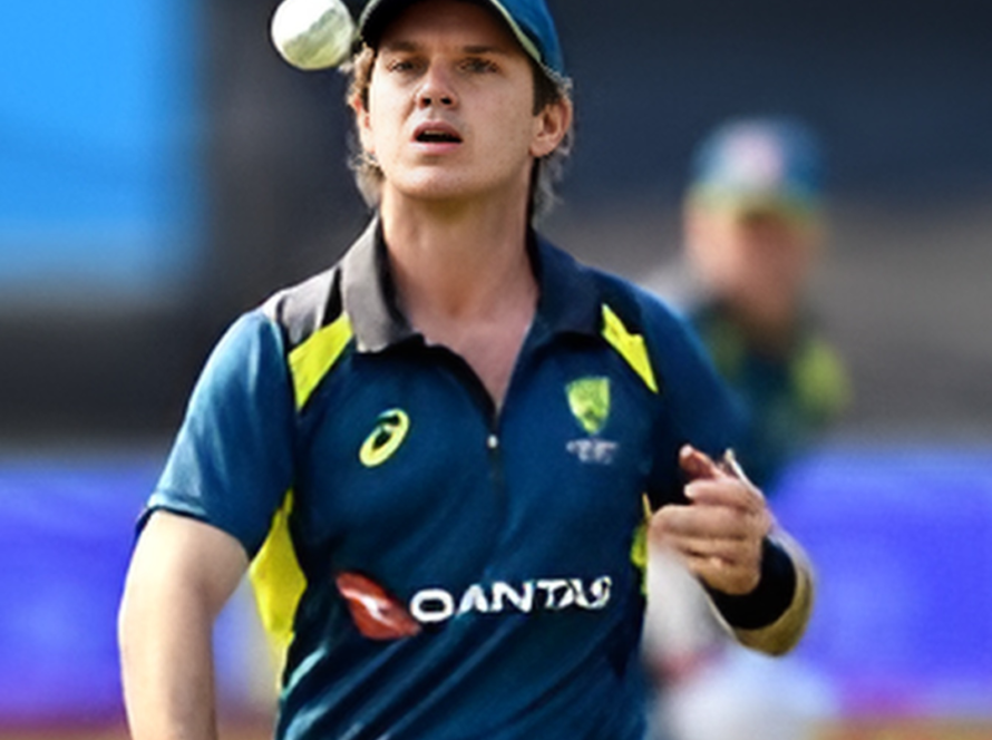 Adam Zampa confidently bowling during a cricket match, aiming for a Test cricket spot.