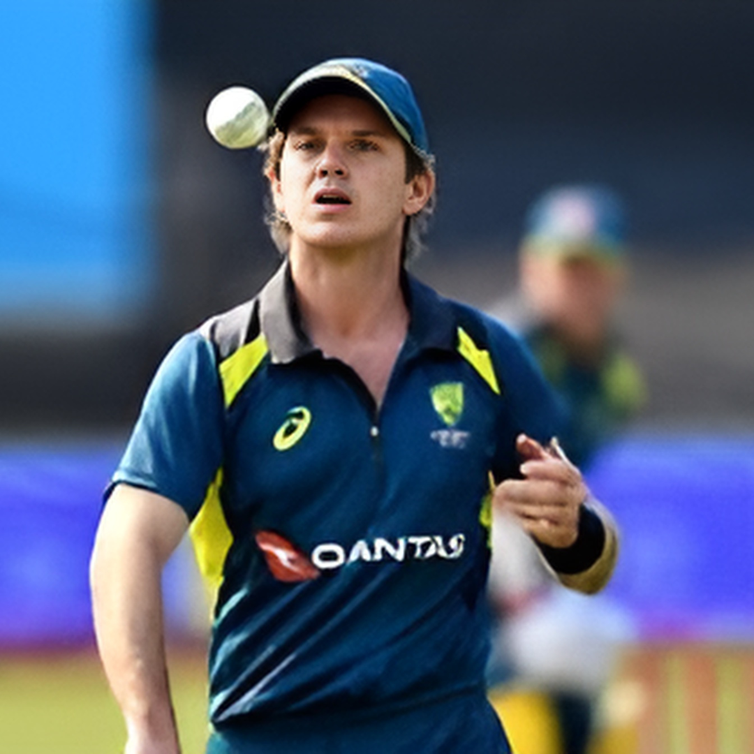 Adam Zampa confidently bowling during a cricket match, aiming for a Test cricket spot.