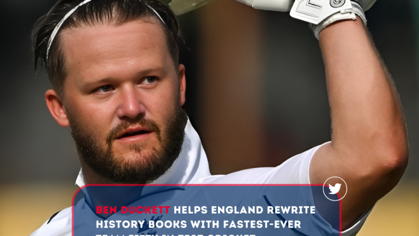 Ben Duckett celebrating after hitting a boundary