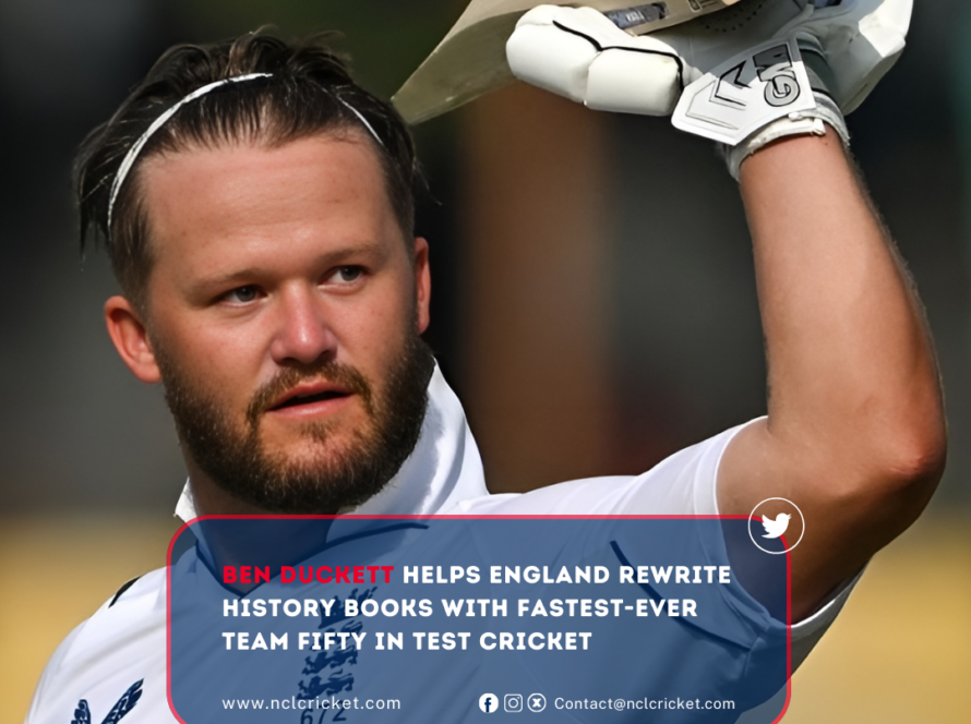 Ben Duckett celebrating after hitting a boundary