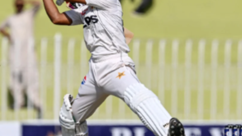 Shan Masood celebrates his fifty during the second Test against Bangladesh.