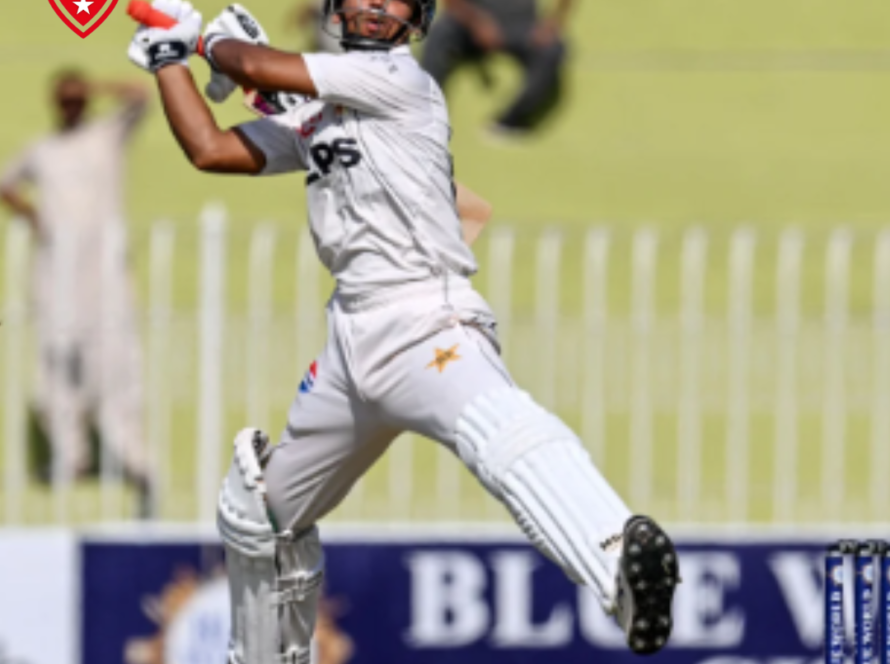 Shan Masood celebrates his fifty during the second Test against Bangladesh.