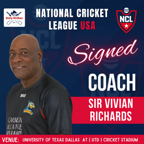 Sir Vivian Richards, coach for National Cricket League USA, in a cricketing pose.