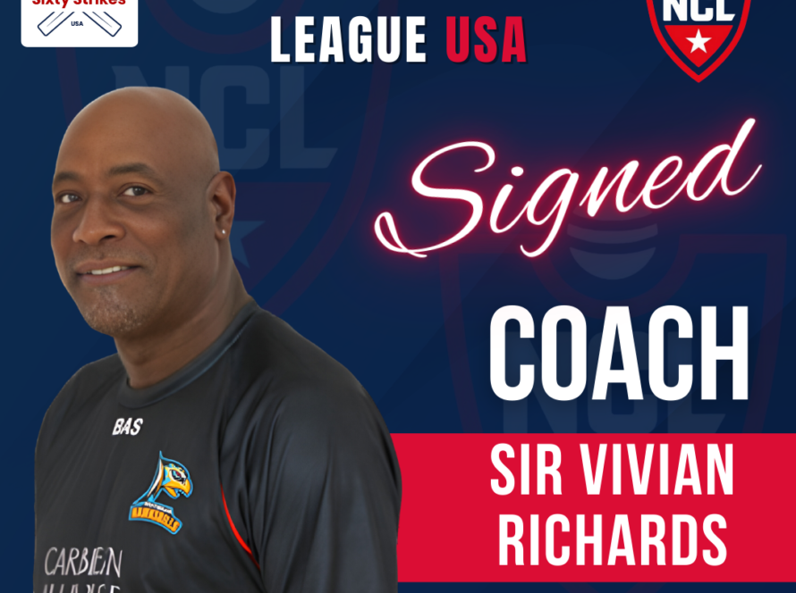 Sir Vivian Richards, coach for National Cricket League USA, in a cricketing pose.