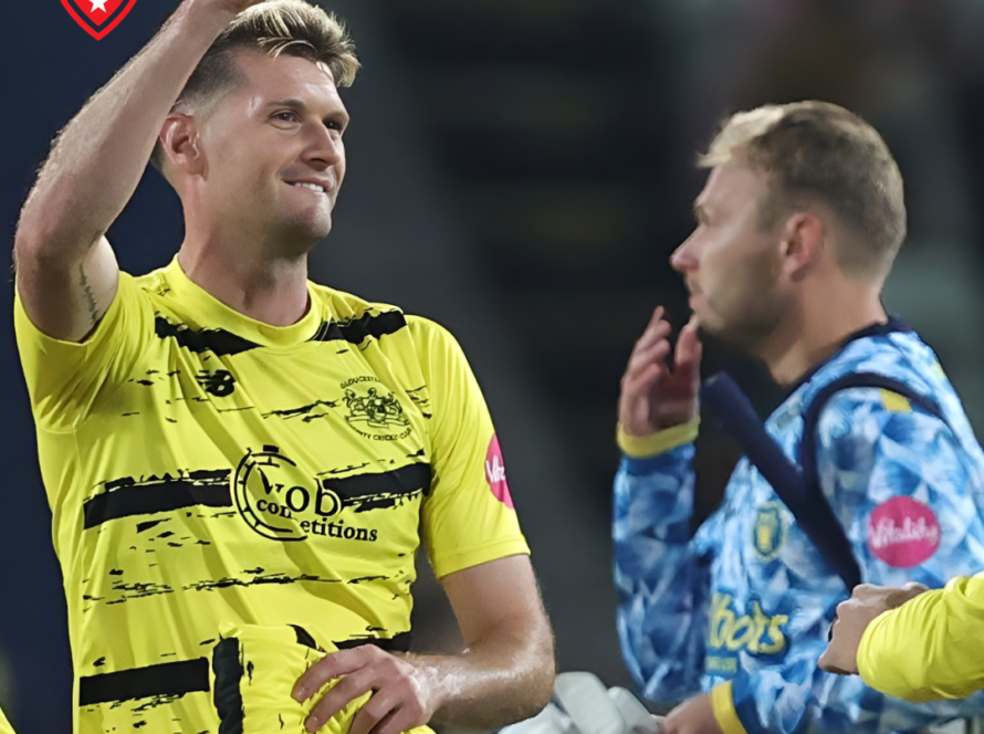 David Payne celebrates taking a wicket against Birmingham Bears in the T20 quarter-final.