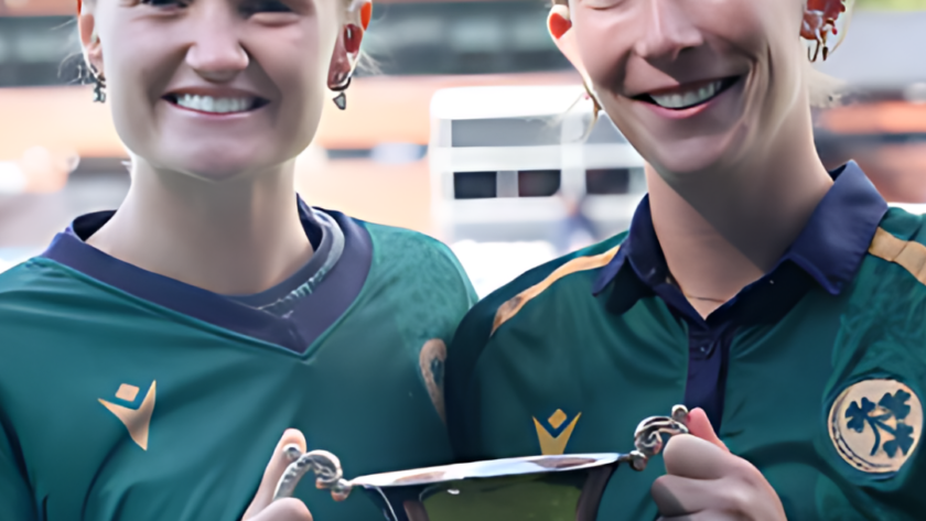 Gaby Lewis, the captain of Ireland's women's cricket team, prepares to lead her team in a match.