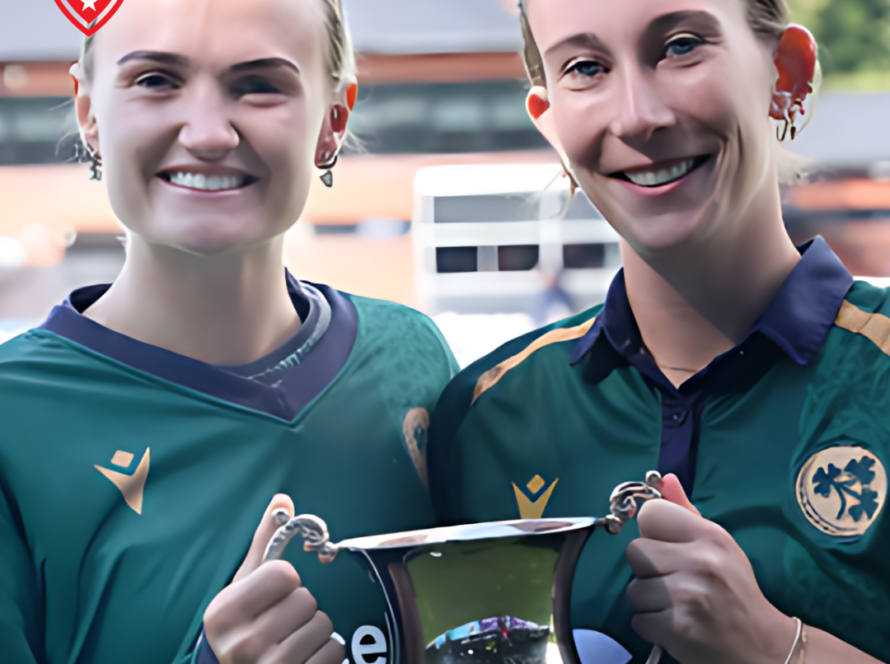 Gaby Lewis, the captain of Ireland's women's cricket team, prepares to lead her team in a match.