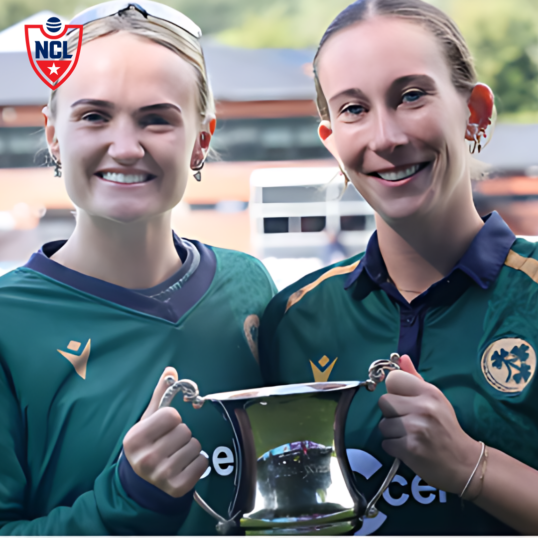 Gaby Lewis, the captain of Ireland's women's cricket team, prepares to lead her team in a match.