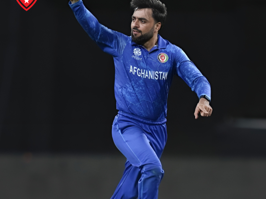 Rashid Khan celebrates a wicket during an ODI game.