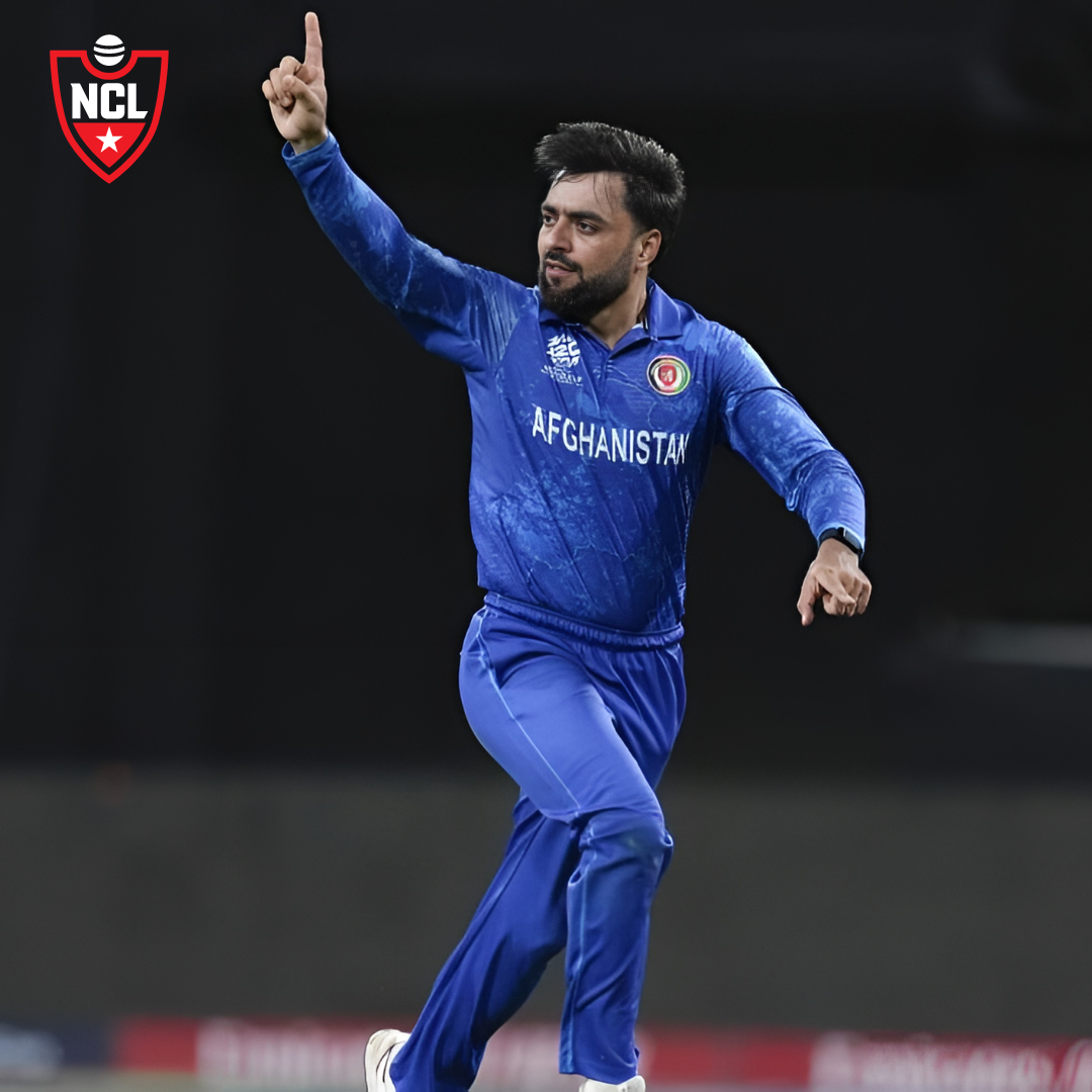 Rashid Khan celebrates a wicket during an ODI game.