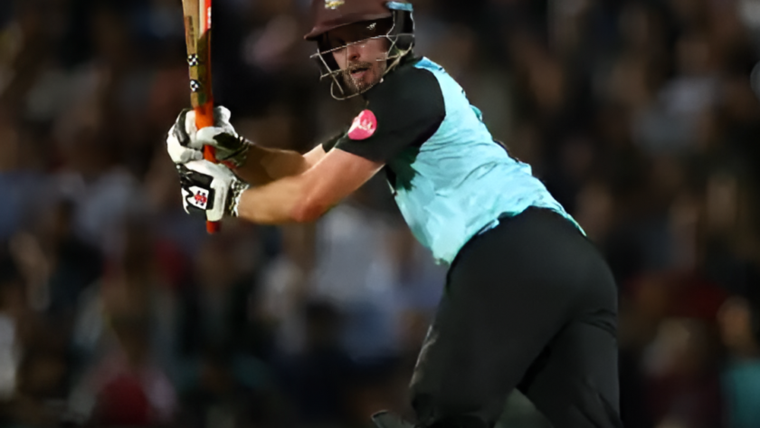 Dom Sibley and Sam Curran celebrating during Surrey's Vitality Blast win over Durham.